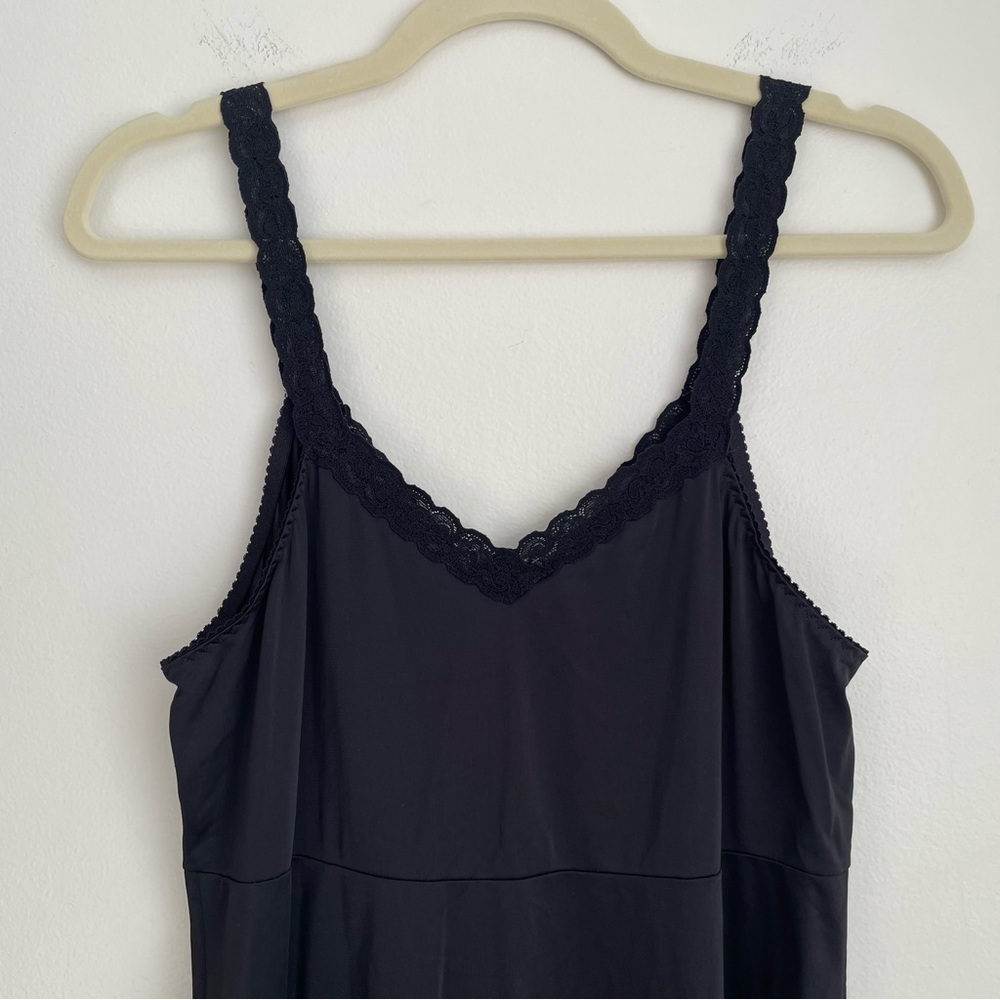 Vintage‎ Shadowline babydoll satin slip dress black whimsigoth fairy lace witchy - Picture 7 of 9